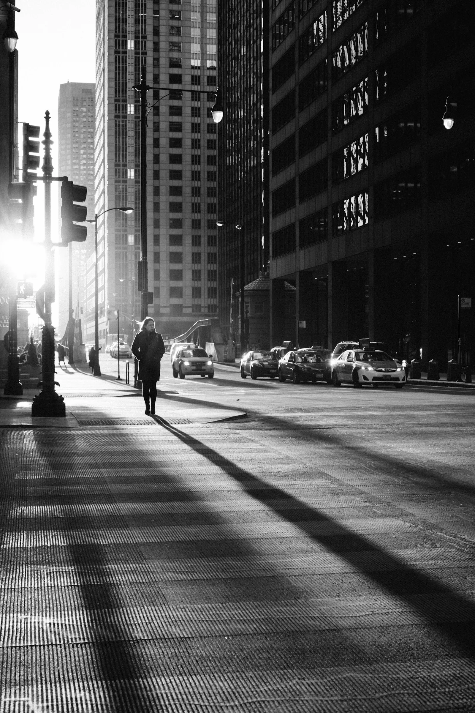 Black and white street scene